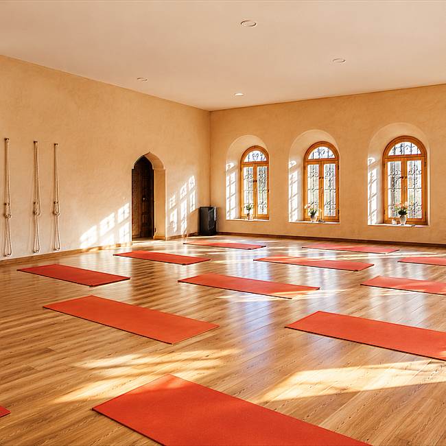 Sonniges Yogastudio Mit Bogenfenstern